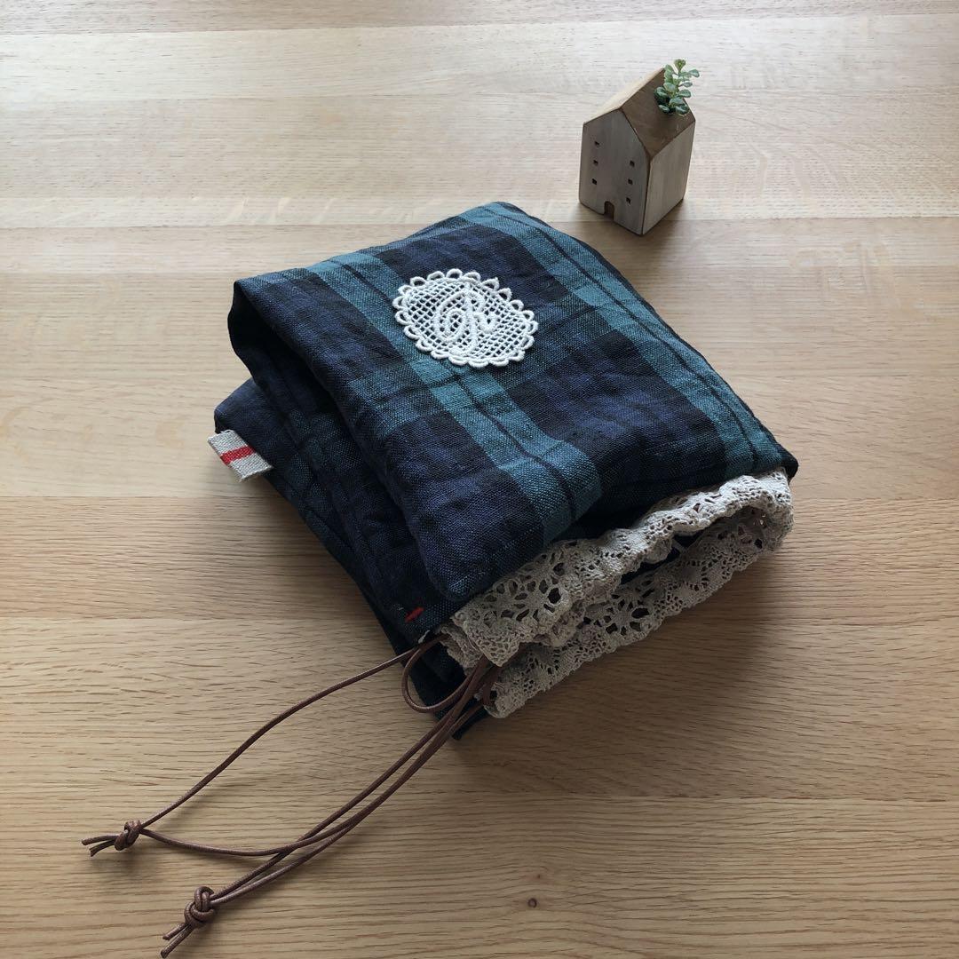 巾着　リネン　　13 ハンドメイド