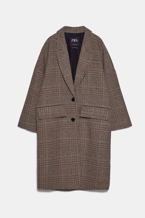 ザラ ZARA チェック柄オーバーサイズコート - メルカリ