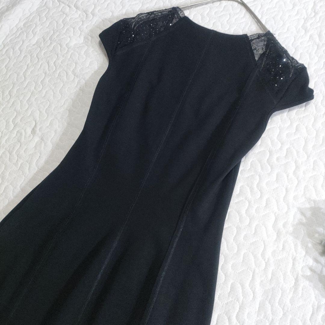 新品✨BLUMARINE　レーヨン×レース　ワンピースドレス　スワロフスキー　黒