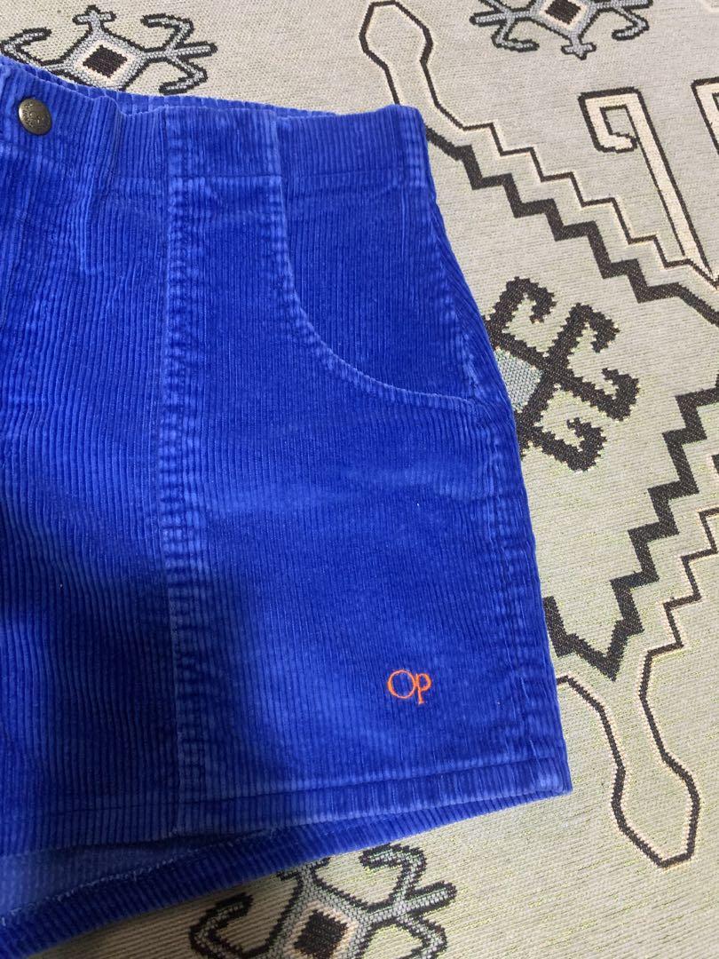 80s OP オーシャンパシフィック コーデュロイ コーズ ショートパンツ 青