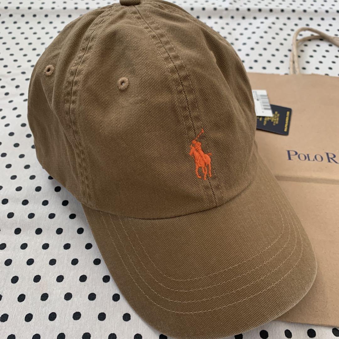 ポロラルフローレン キャップ 新品 ブラウンxオレンジロゴ