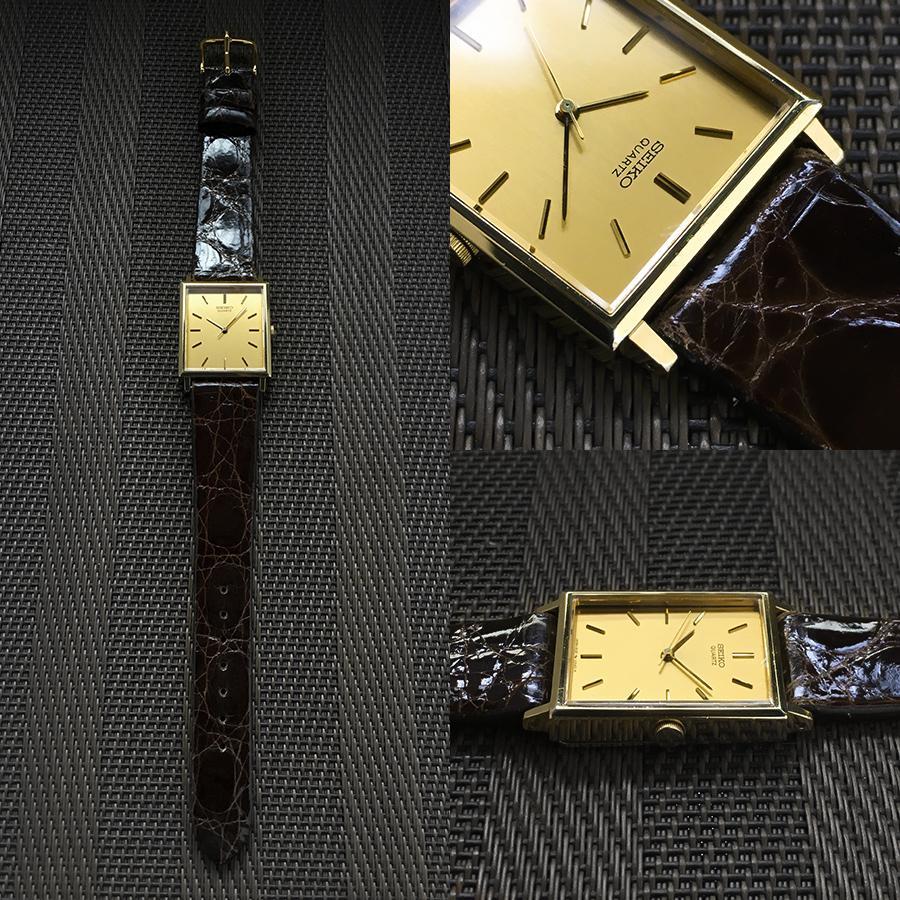 高品質の激安 腕時計 セイコー 金色文字盤 良品 レクタンギュラー - 腕時計(アナログ)
