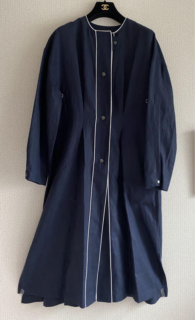 新品＊DAMA ¥31.900- NAVYノーカラーロングコート13号