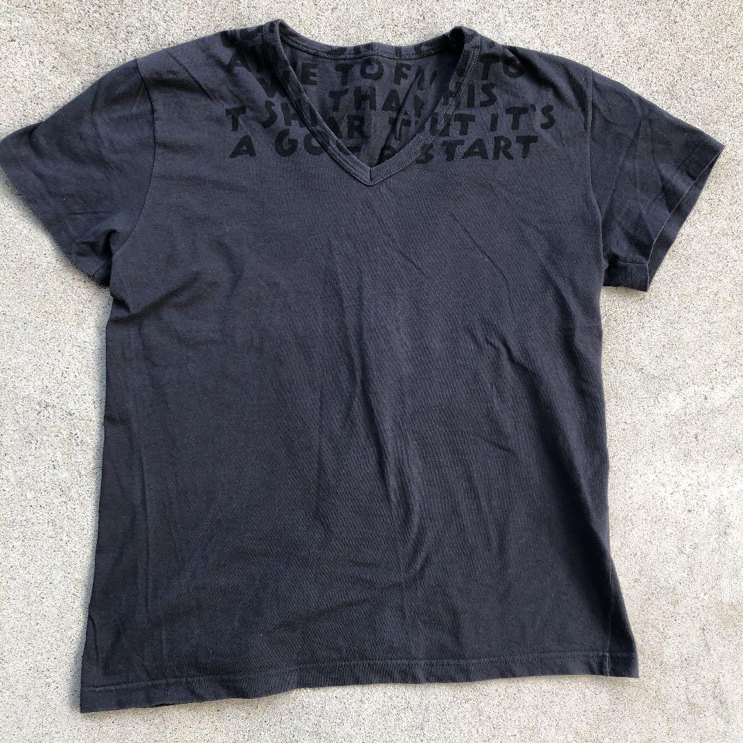 エイズTシャツ カットソー Vネック プリント 半袖 コットン 36