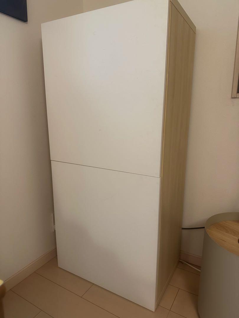 ホワイトキャビネット 縦型 木製