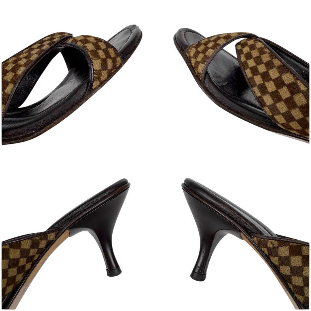 1f13 LOUIS VUITTON ルイヴィトン ハラコ ダミエ ミュール