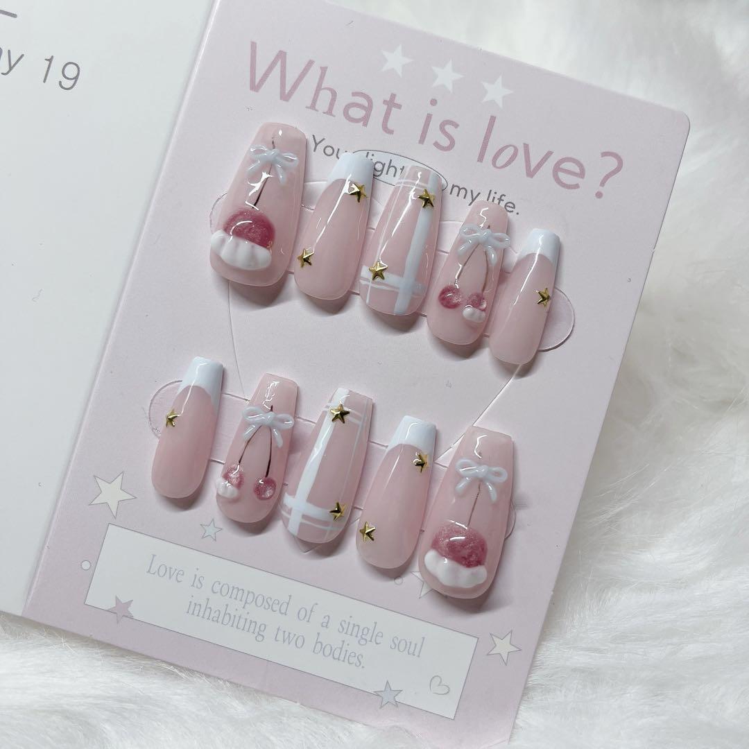 ネイルチップ オーダー フレンチガーリー ワンホン 韓国 量産型 結婚式 シアー ♡現品♡フレンチガーリー ワンホン 韓国ネイル 量産型 ネイル