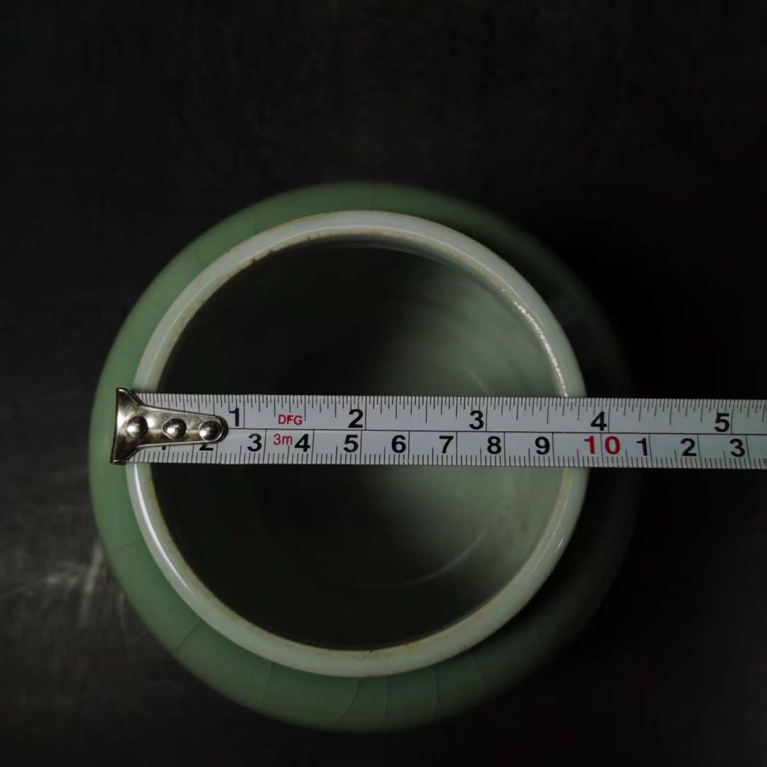 時代物 青磁 龍泉窯 古陶磁壺（龍泉窯青釉陶器） 文房具 茶道具