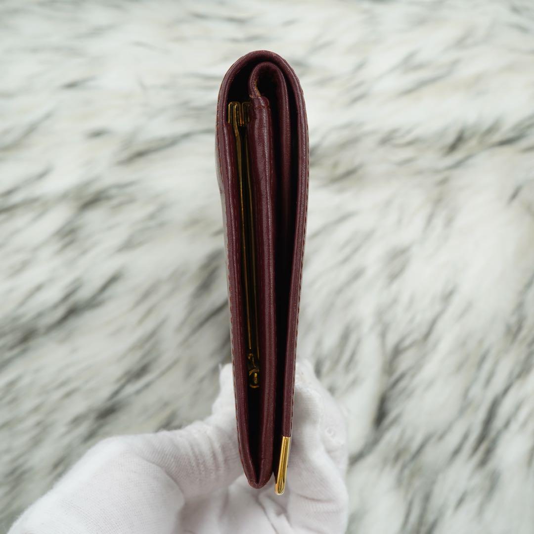 極美品　Cartier カルティエ　長財布　金具　マストライン　ボルドー