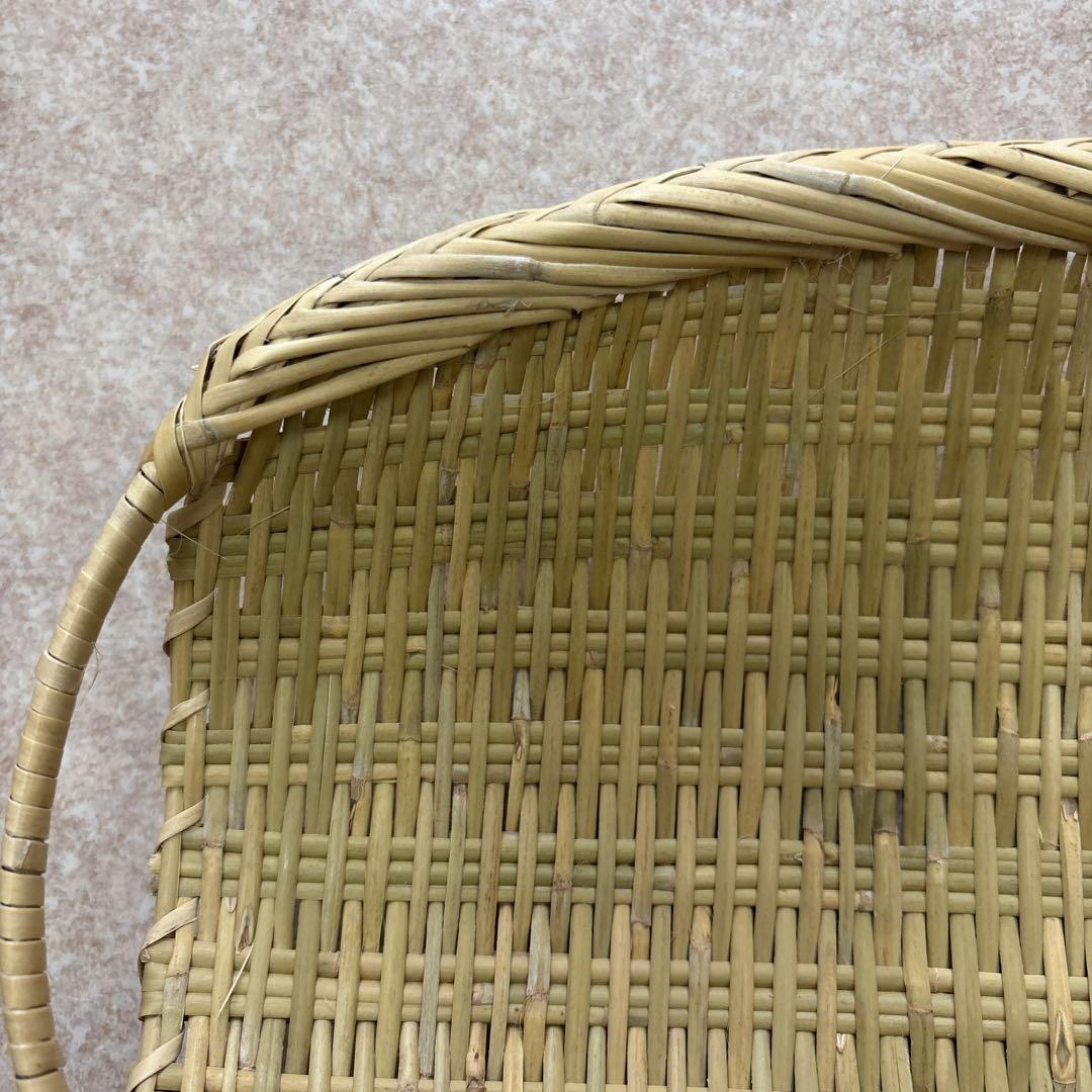 【新品・未使用品】岩手県 鳥越竹細工 すず竹 手付き楕円ざる　大