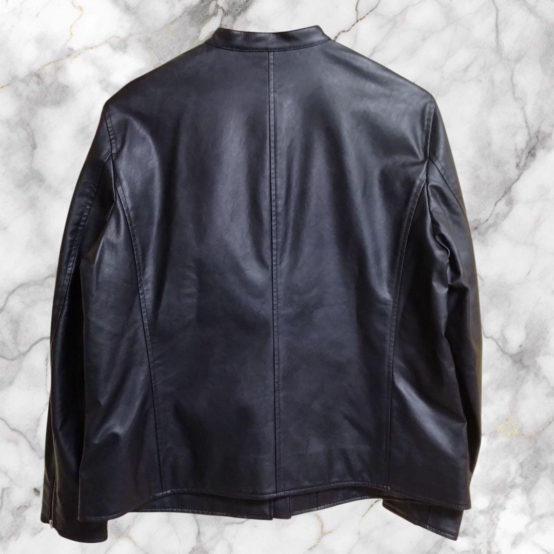 美品 ユニクロ 牛革 ライダースジャケット 大きいサイズ L ブラック シングル ユニクロ 大きいサイズ【XL】ネオレザー シングル ライダース