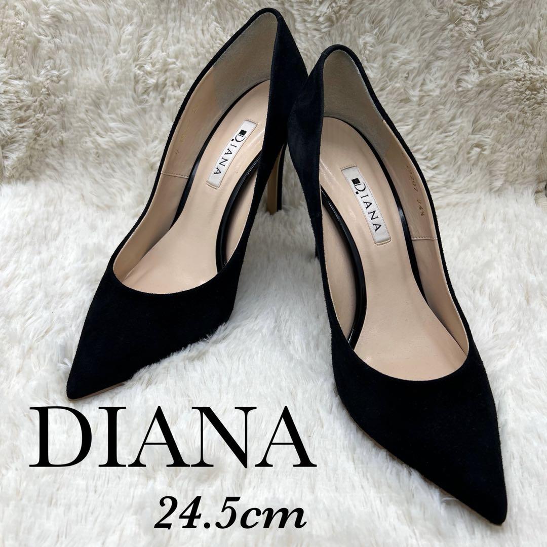 【美品】DIANA スウェードパンプス ブラック ハイヒール ポインテッドトゥ 5,900円