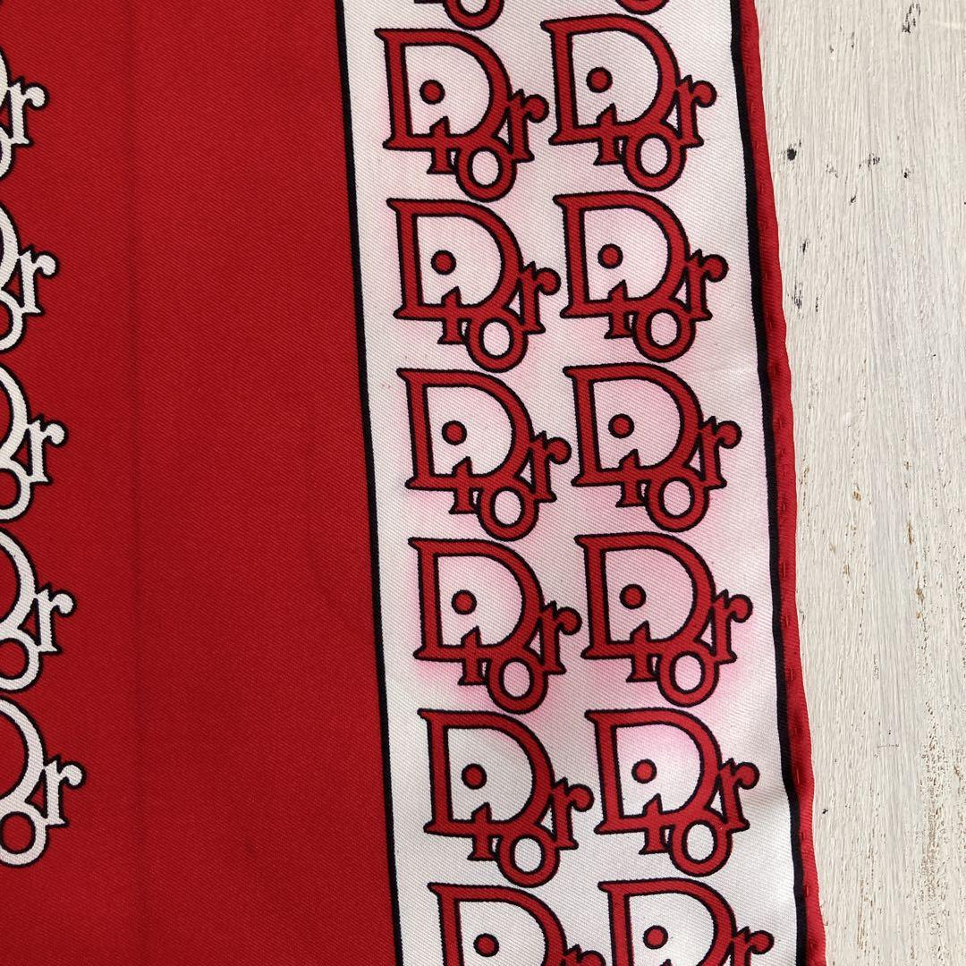 Dior ディオール スカーフ トロッター 総柄ロゴ　レッド×ホワイト Dior ディオール スカーフ トロッター 総柄ロゴ レッド×ホワイト
