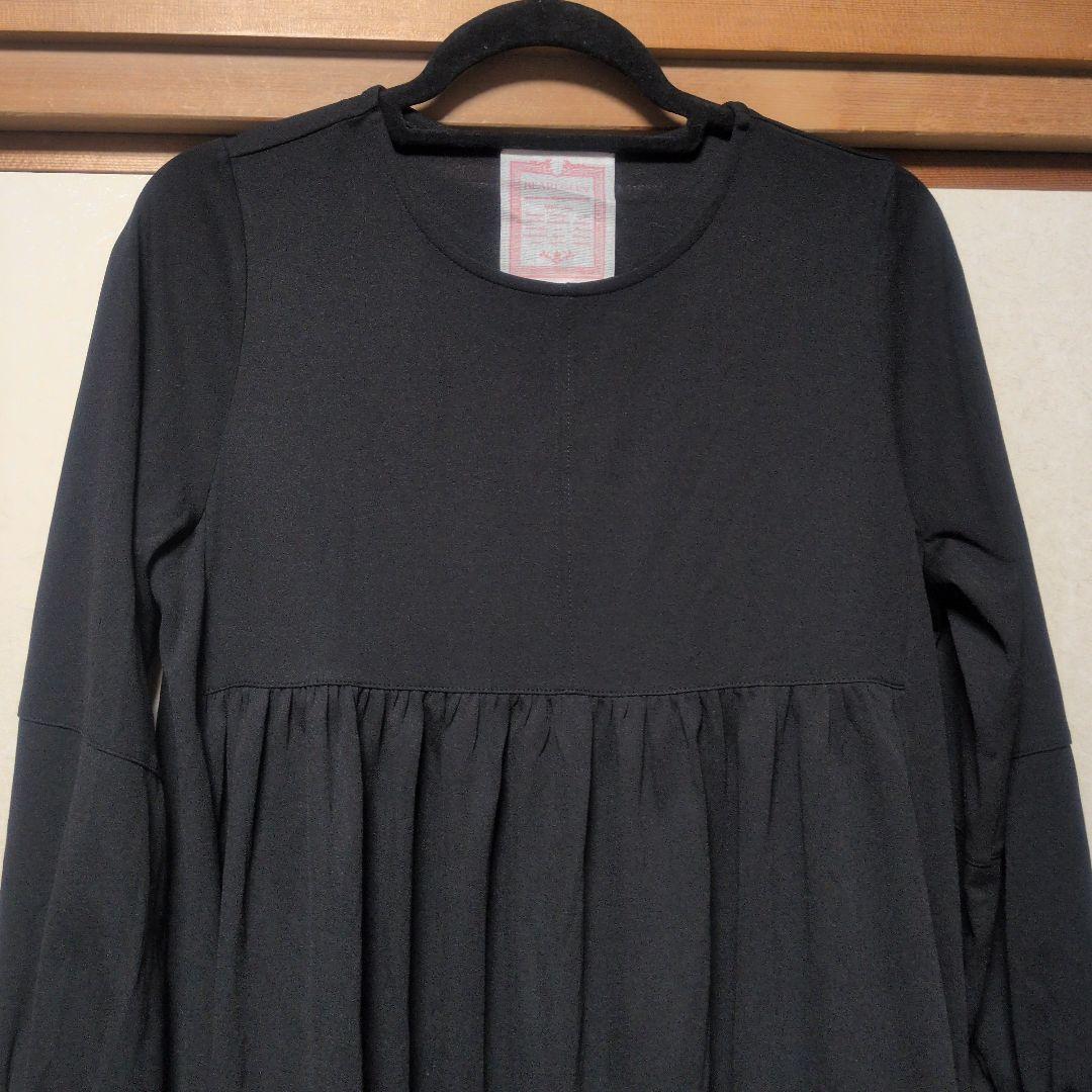 ビアズリー　ジャージーギャザーワンピース　サイズ1　黒　長袖カットソーワンピース