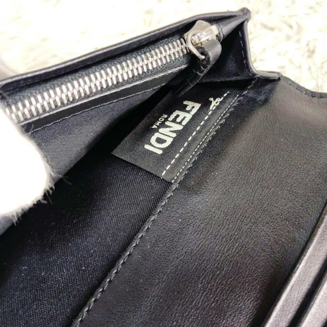 美品✨FENDI フェンディ モンスター バグズアイ レザー 長財布 ブラック