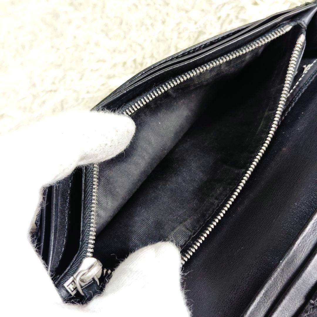 美品✨FENDI フェンディ モンスター バグズアイ レザー 長財布 ブラック