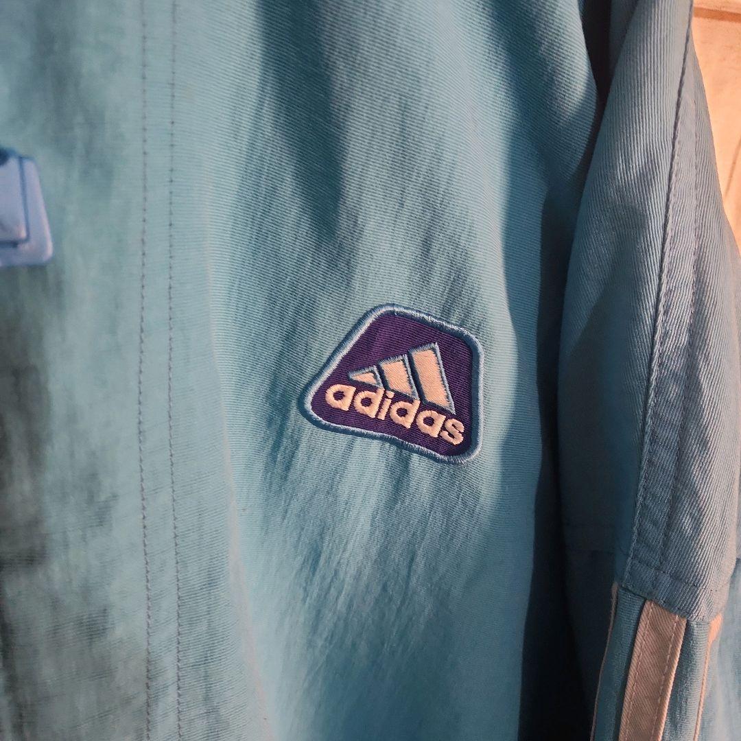 アディダス　アノラックパーカー　マウンテンパーカー 水色　XL　90's