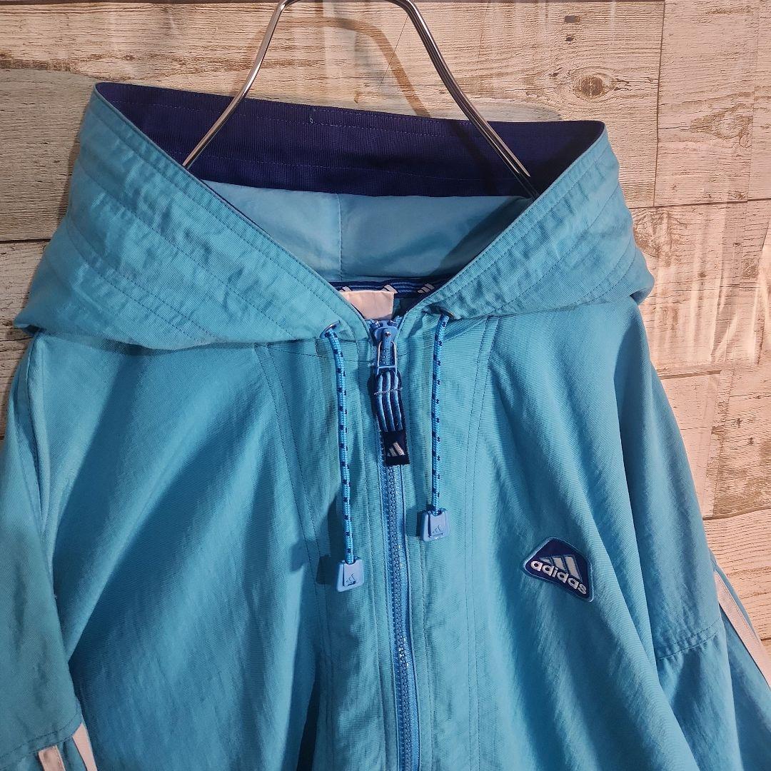 アディダス　アノラックパーカー　マウンテンパーカー 水色　XL　90's