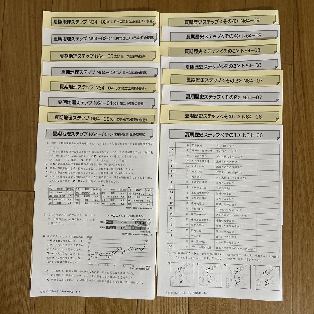 NEWモデル 未使用品あり最新版SAPIX小6社会夏期地理/歴史ステップ 計8回 語学・辞書・学習参考書