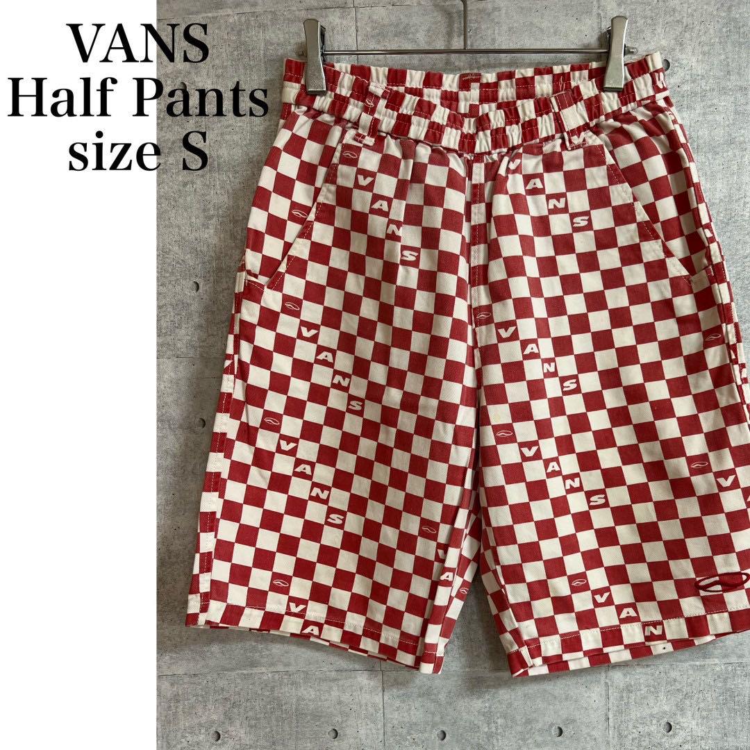 90's old vans チェッカー柄 ハーフパンツ S 赤白. - メルカリ