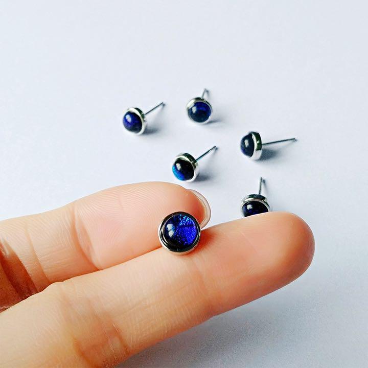 メンズピアス 天然石 金属アレルギー対応 青 ブルー
