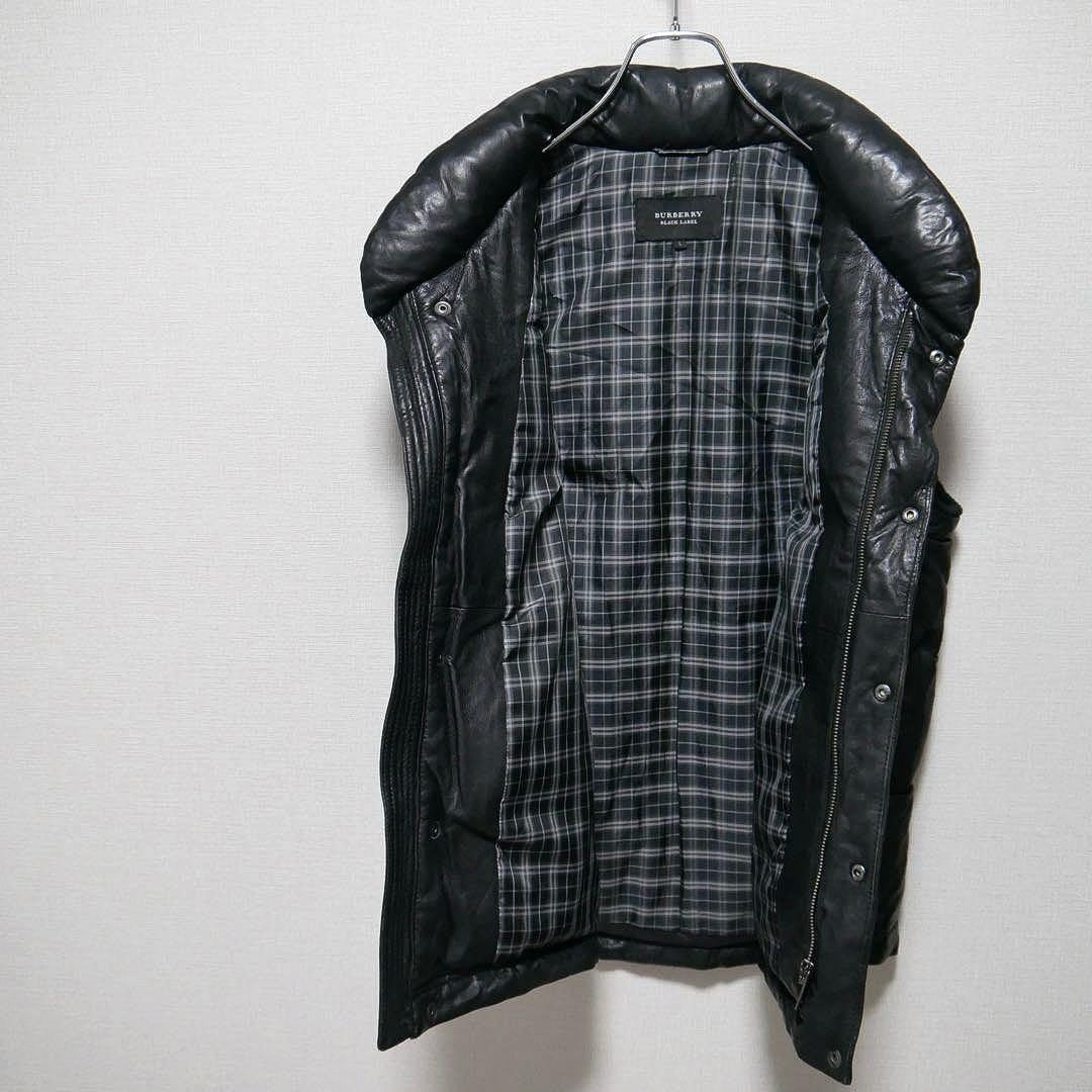BURBERRY BLACK LABEL ラムレザーダウンベスト BLACK L