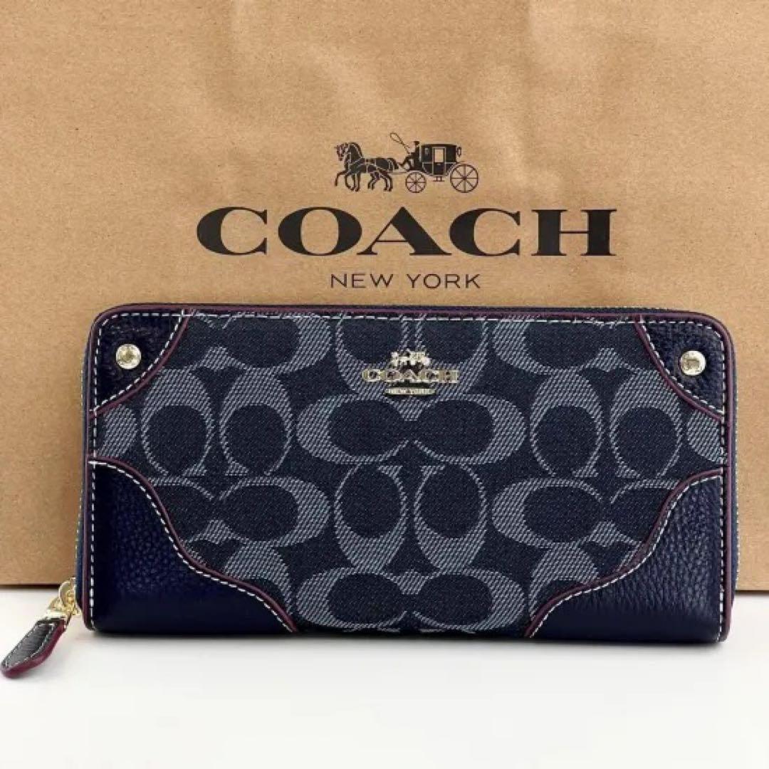 【新品】COACH長財布 コーチ財布 F53769 ネイビー 女性用財布