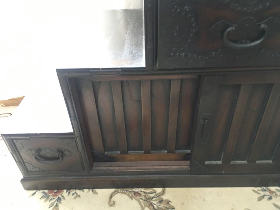 Y【中古品】レトロ 階段風箪笥 小物箪笥 レトロ家具 階段箪笥 左下がり 和風 昭和 レトロ 古風 桐 タンス たんす