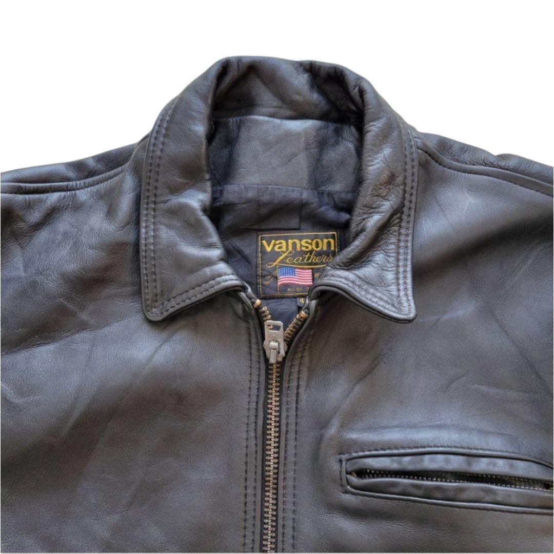 希少】キングサイズ44 バンソン シングルライダース ブラック VANSON 希少】キングサイズ44 バンソン シングルライダース ブラック VANSON