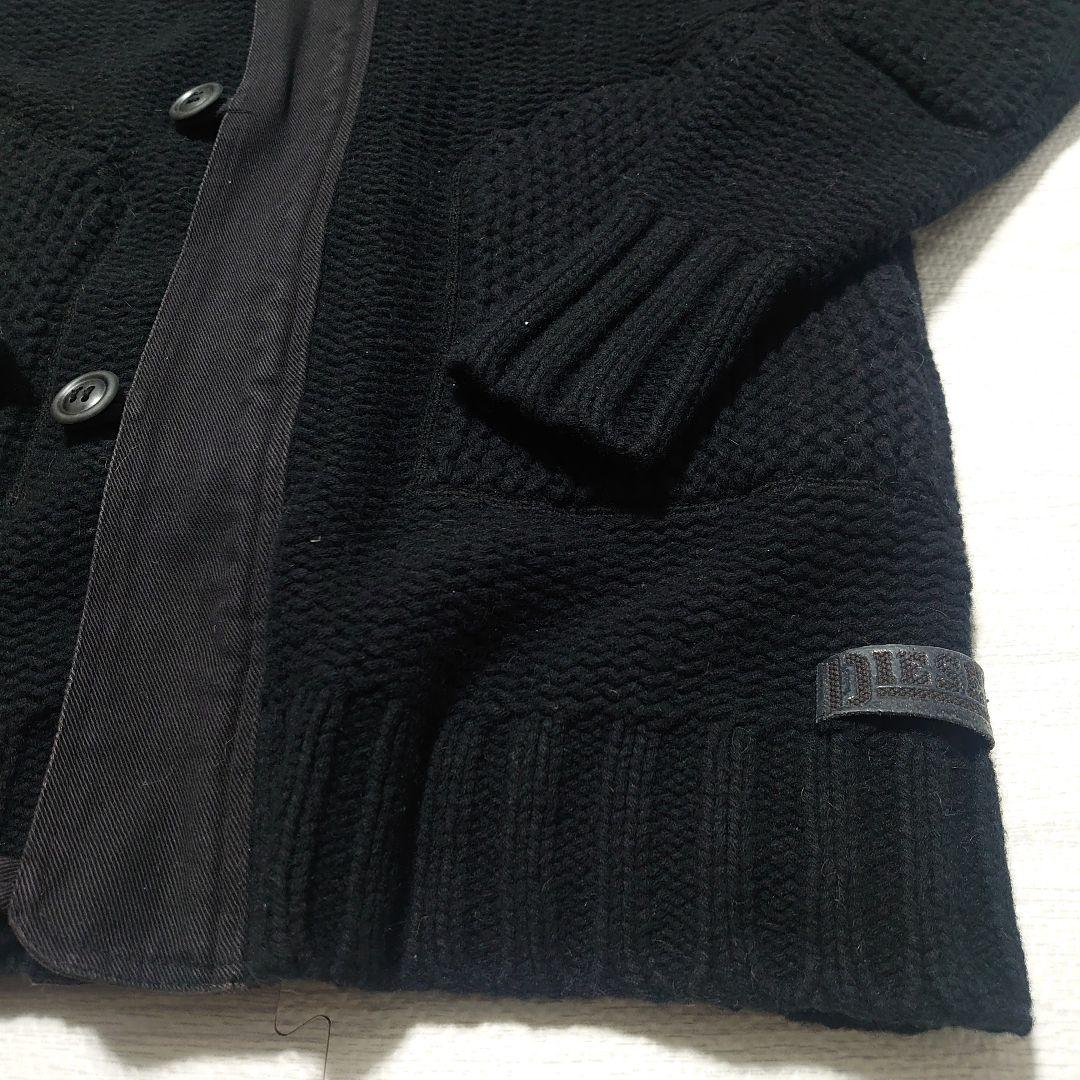 DIESEL メンズ ファーフード付き ウール モッズコート