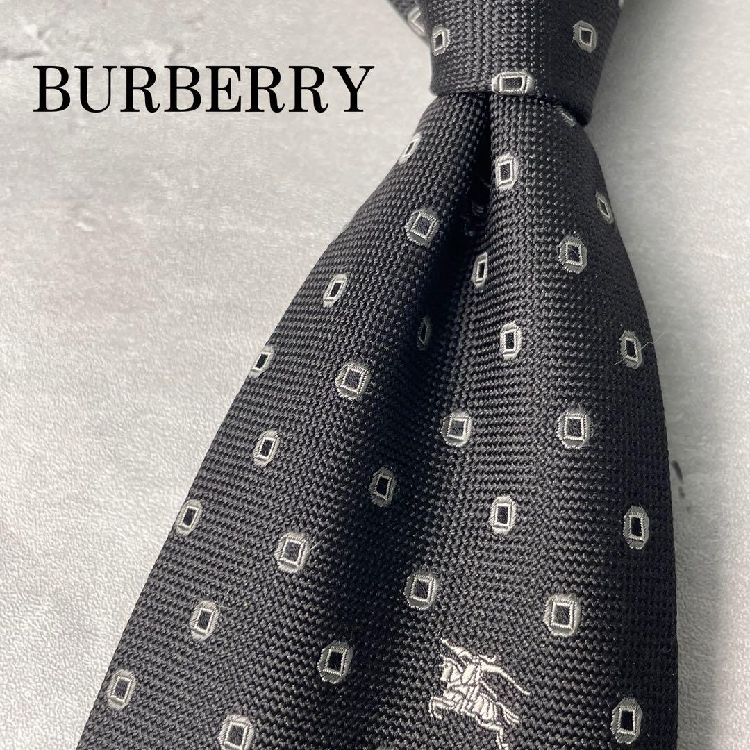 魅力的な 美品 BURBERRY ジャガード ホースマーク ドット柄 ネクタイ 小物
