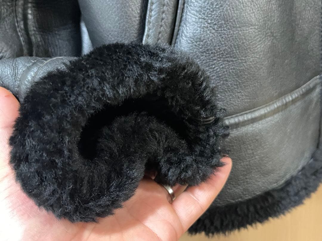 高級ririzip!イギリス製リアルムートンジャケット ボア 本革 B-3 黒 高級ririzip!イギリス製リアルムートンジャケット ボア 本革 B-3 黒