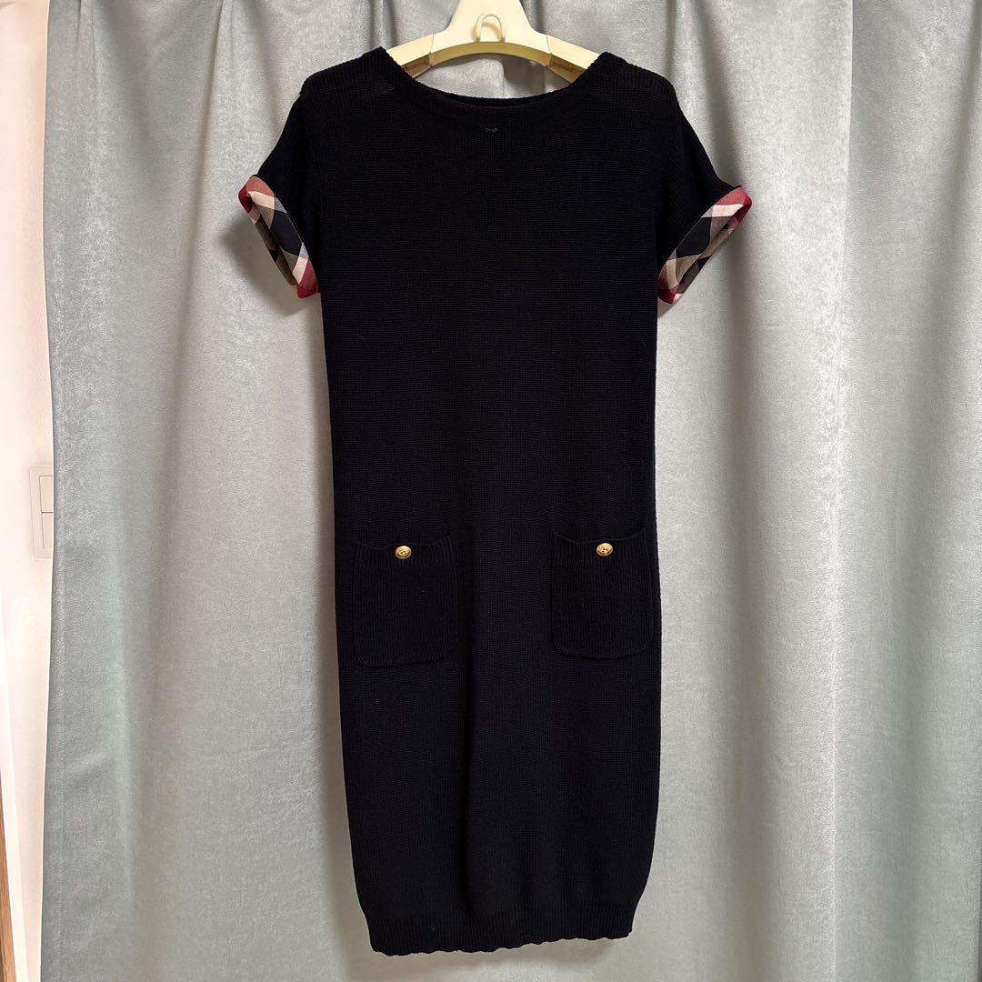 美品！ブルーレーベルクレストブリッジ　ニット　ワンピース　ブラックワンピース