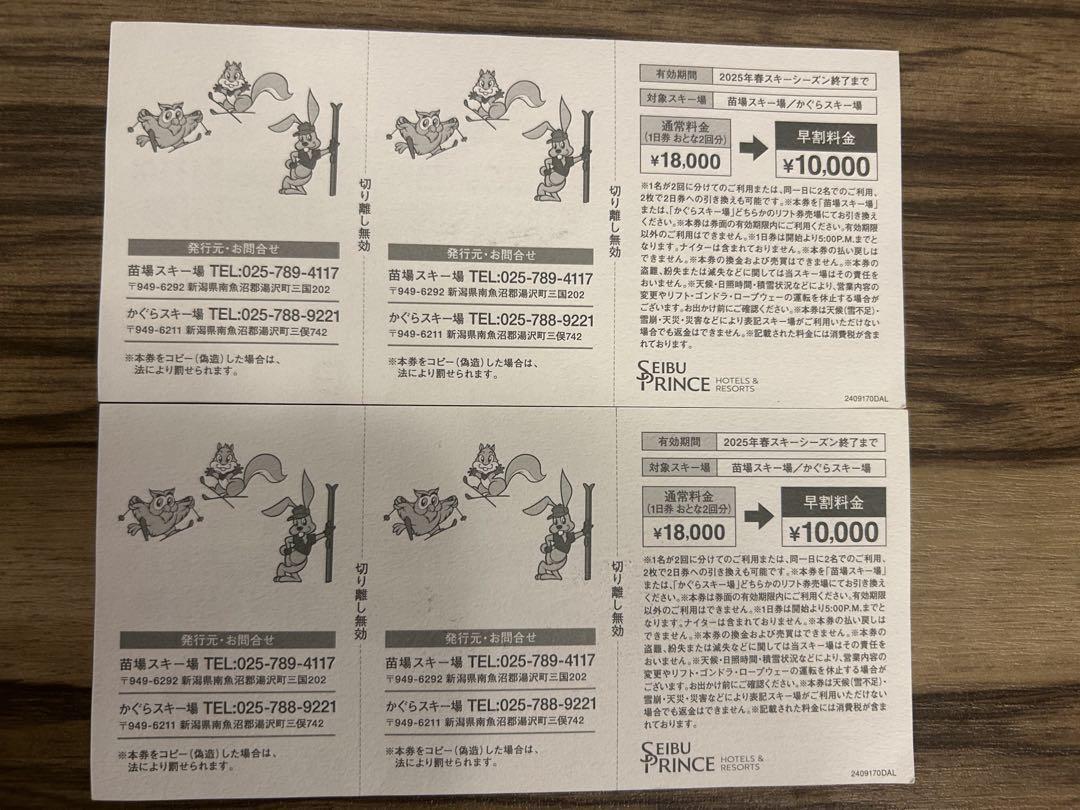1日券×4枚分
