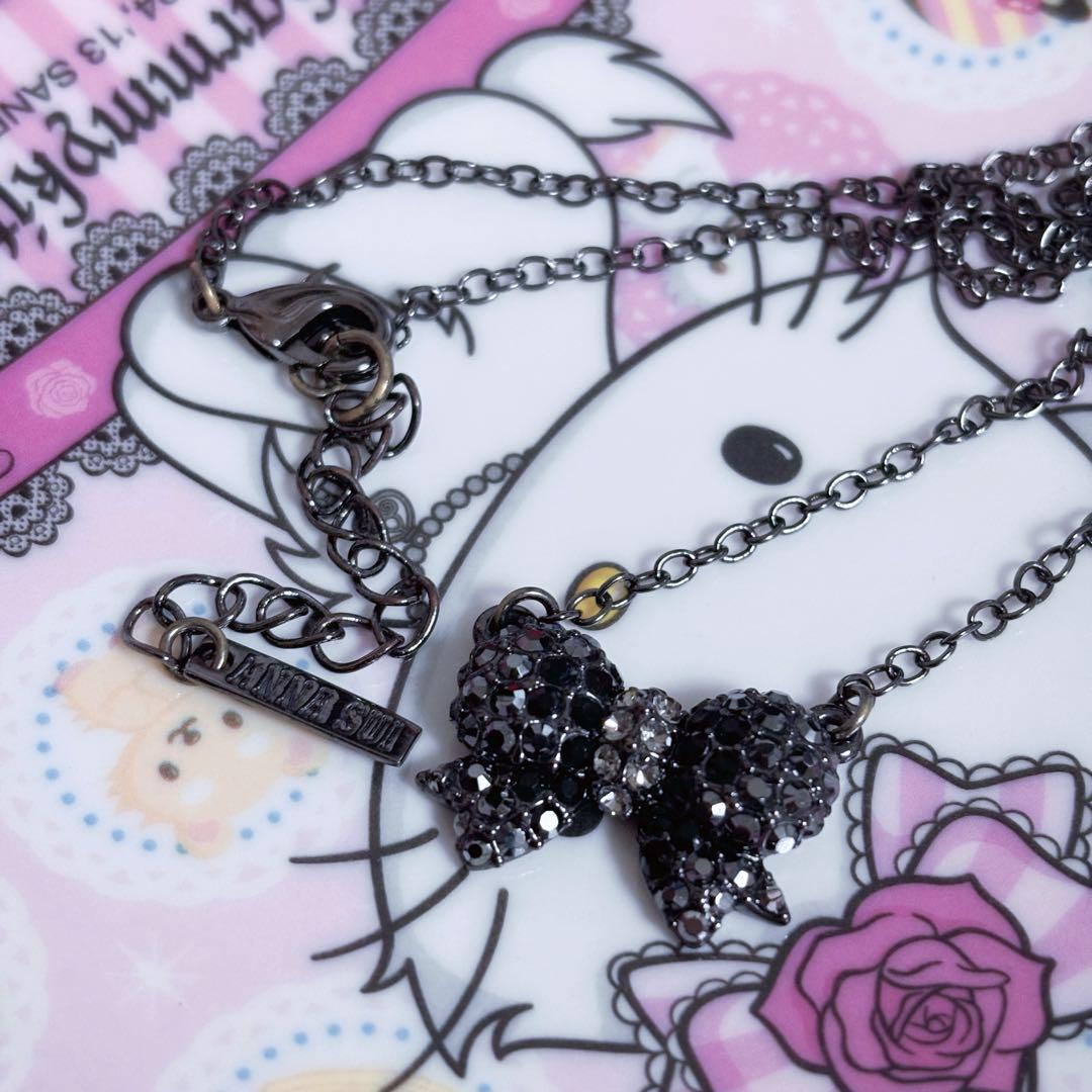 ANNA SUI アナスイ リボン ネックレス 地雷 BLACK 黒 ガーリー