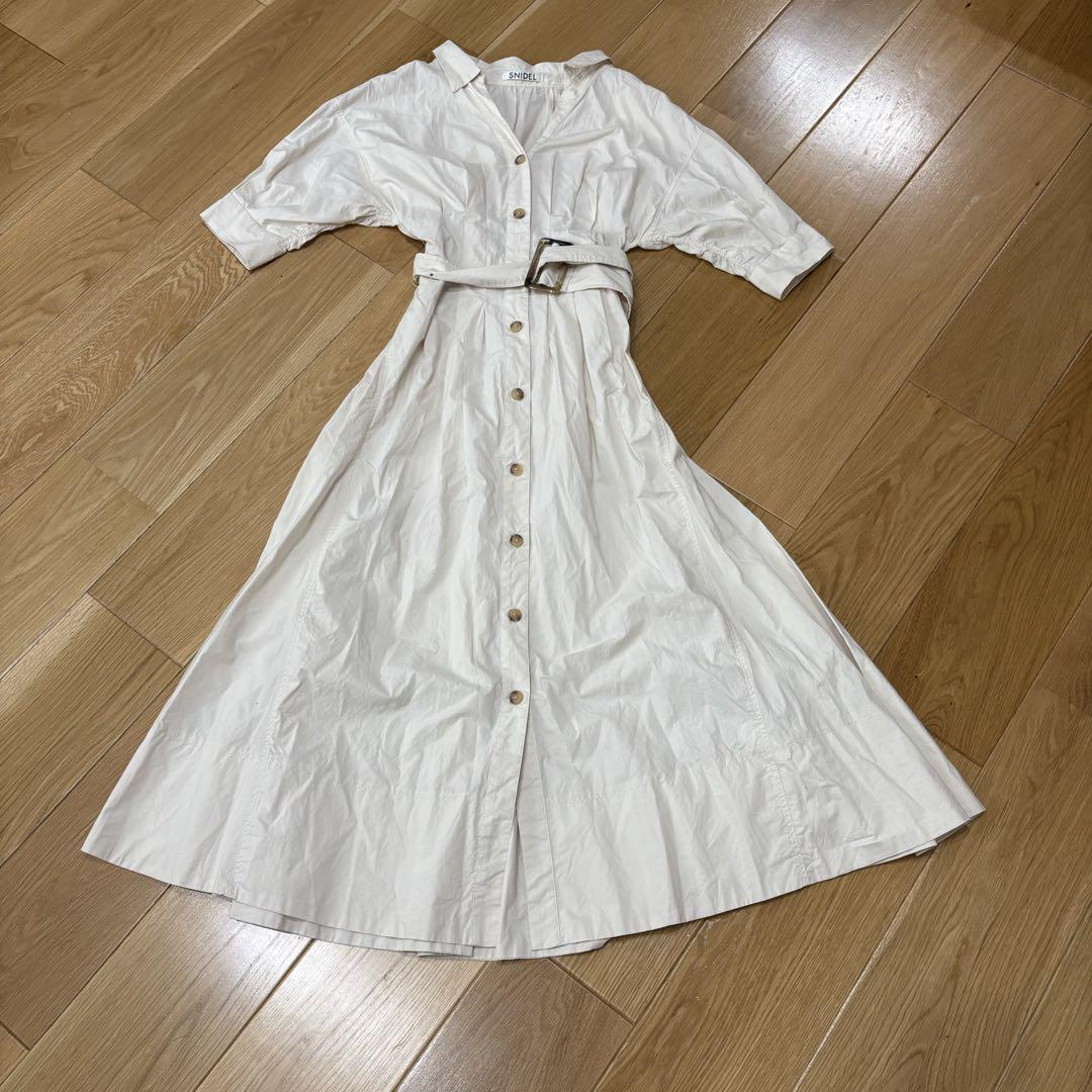 美品✨スナイデル　コットンシャツワンピース　Sサイズ　ベルト付　オフホワイト