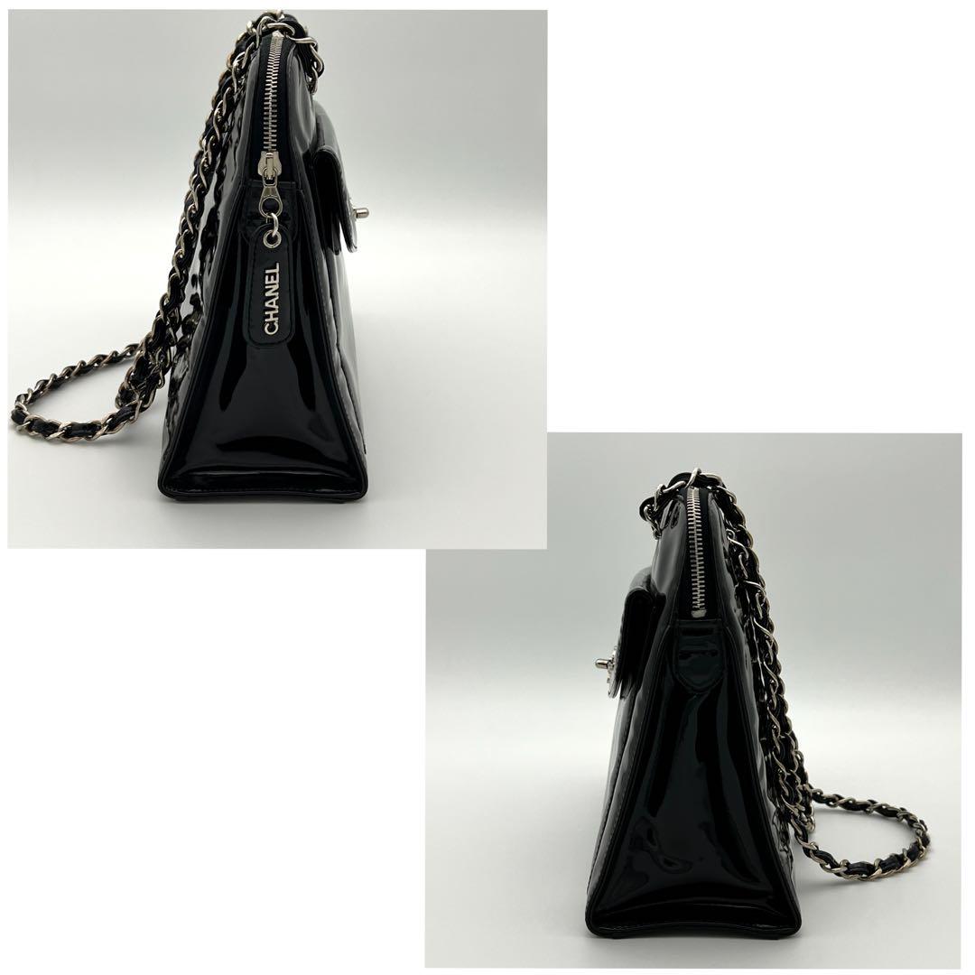 CHANEL シャネル パテント ターンロック Wチェーン ショルダーバッグ
