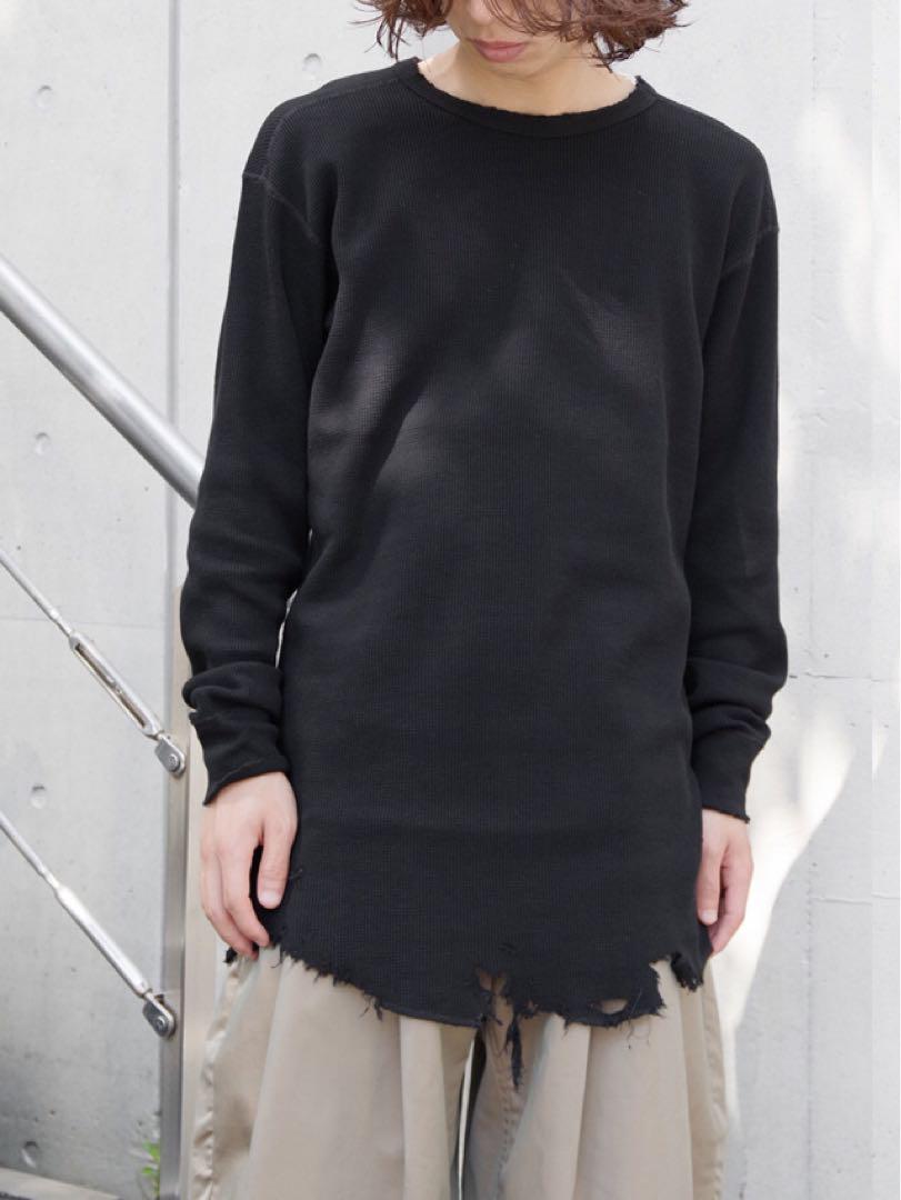 アンセルム ダメージワッフルクルーロングスリーブTシャツ １
