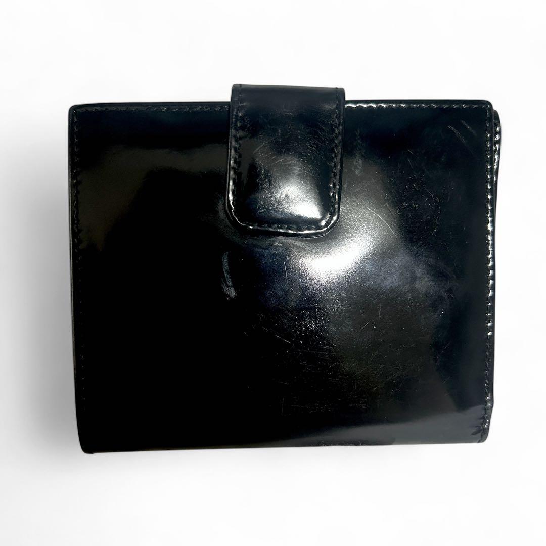GUCCI グッチ エナメル 二つ折り財布 ミニ財布 黒 ブラック