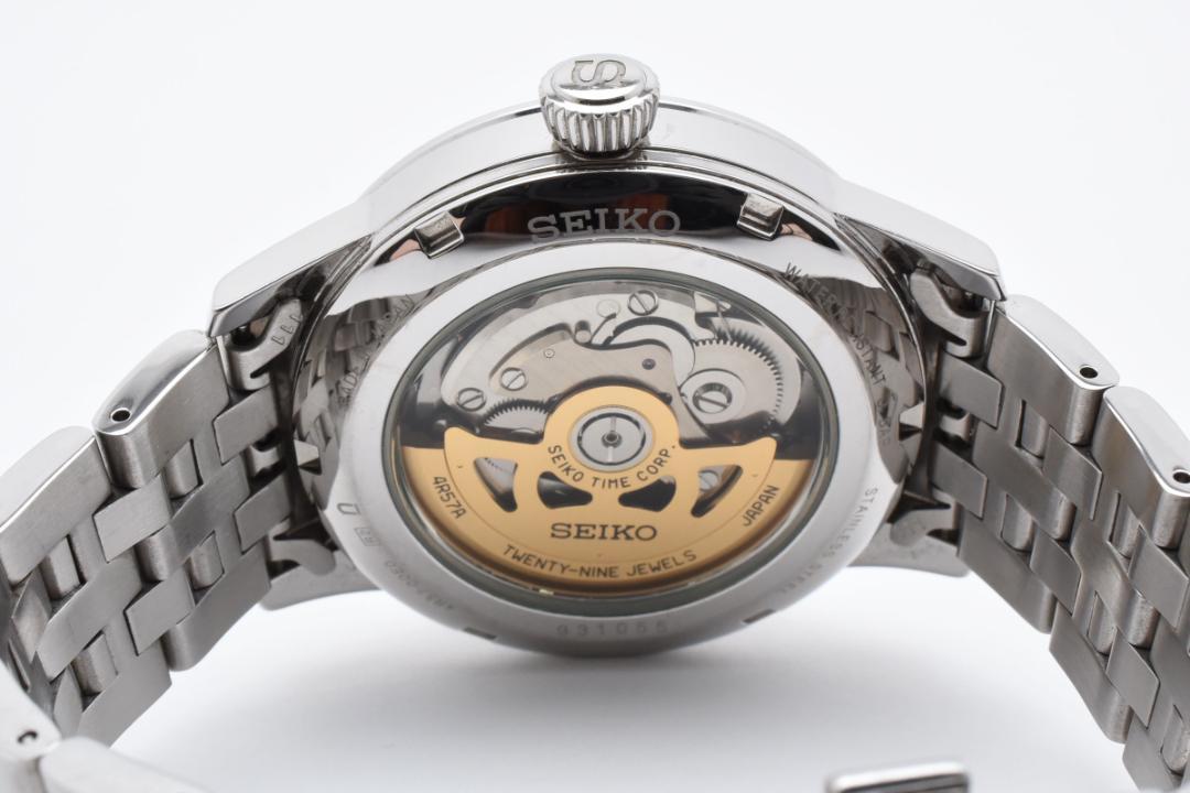 SEIKO プレサージュ 4R57-00E0 シルバー 自動巻き 40mm