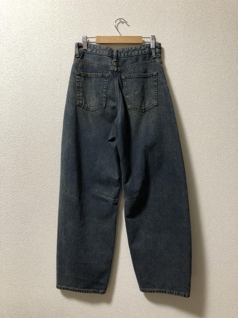 【美品】GUバレルレッグジーンズ 標準丈 Sサイズ 2着セット ブルー ブラウン