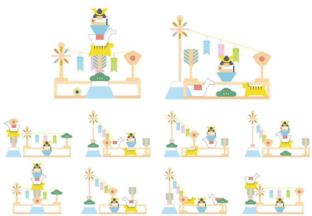 端午の節句プーカのたんたんご出産祝い五月人形室内飾りインスタ映え積み木コンパクト