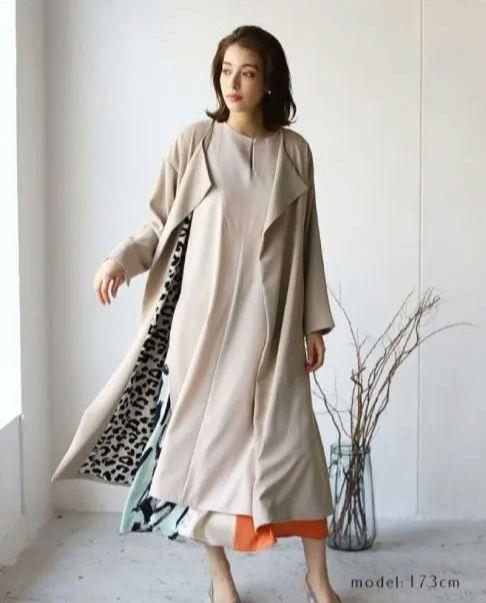 MICALLE MICALLE ベージュ ロングコート レオパード 春コート
