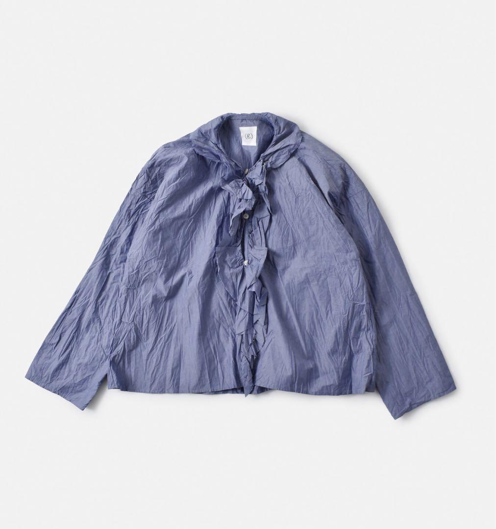 美品！】(g) グラム フリルトリムブラウス コットン 綿 日本製