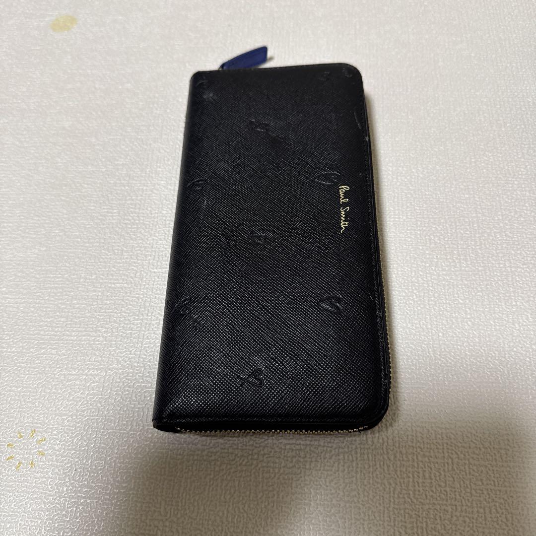 ポールスミス 長財布 ハート ブルー ブラック