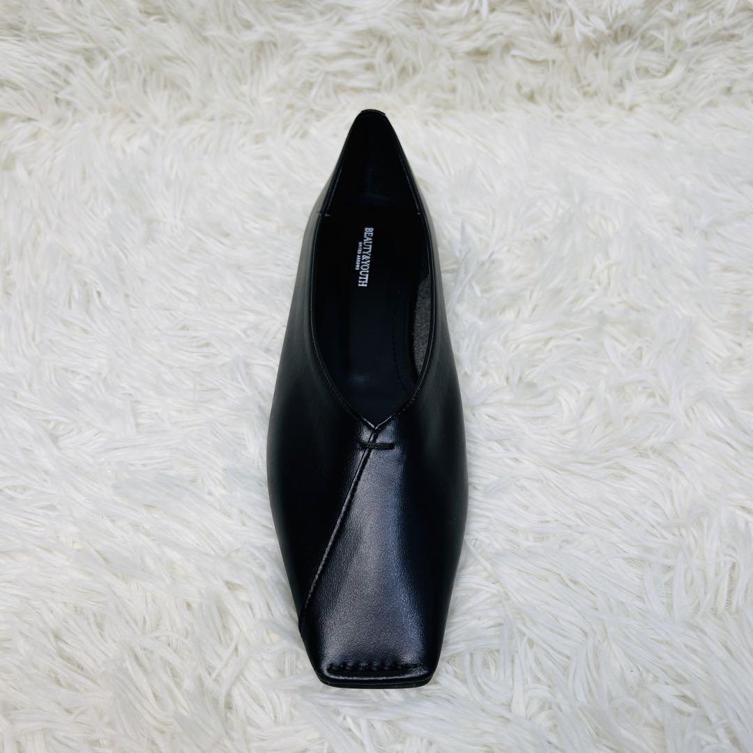 極美品⭐︎ BEAUTY&YOUTH Vカットステッチ フラットシューズ 38