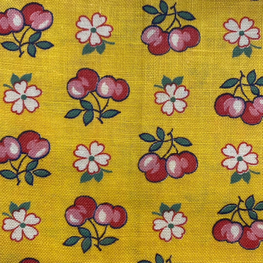 30 s ビンテージ生地 レトロ フルーツ柄やや傷や汚れあり