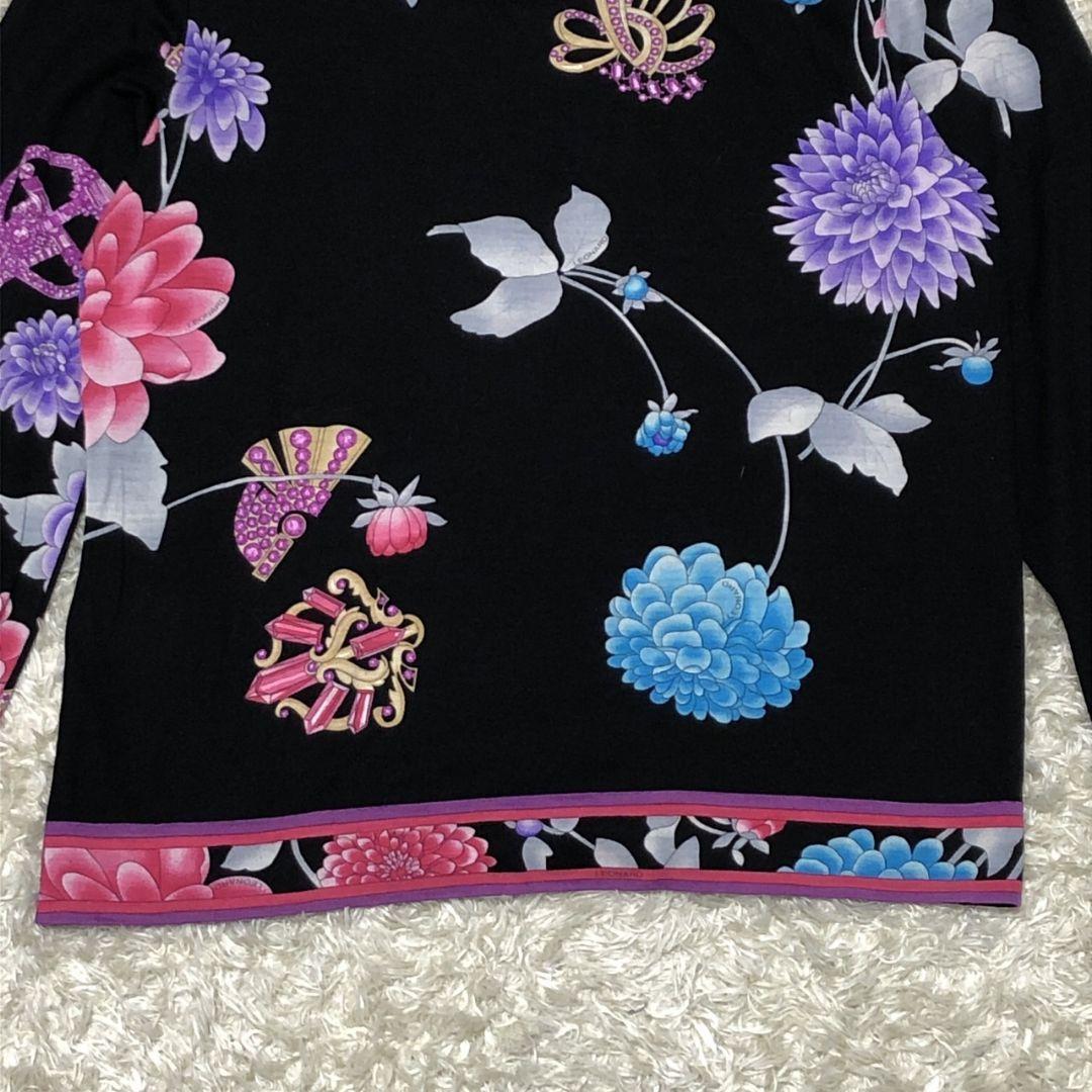 【極美品】LEONARD レオナール シルク混 カットソー トップス 花柄 40
