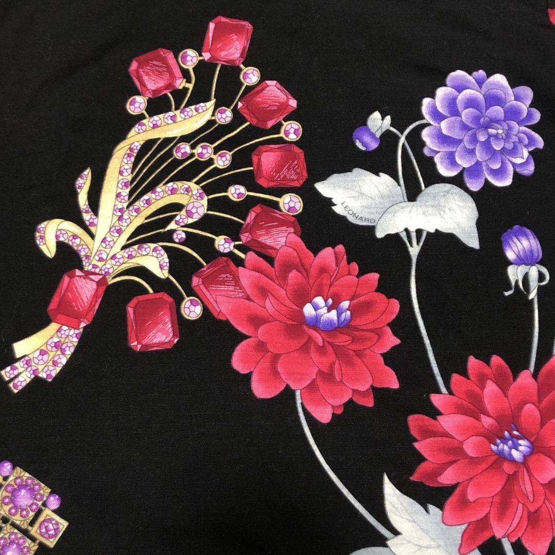 【極美品】LEONARD レオナール シルク混 カットソー トップス 花柄 40