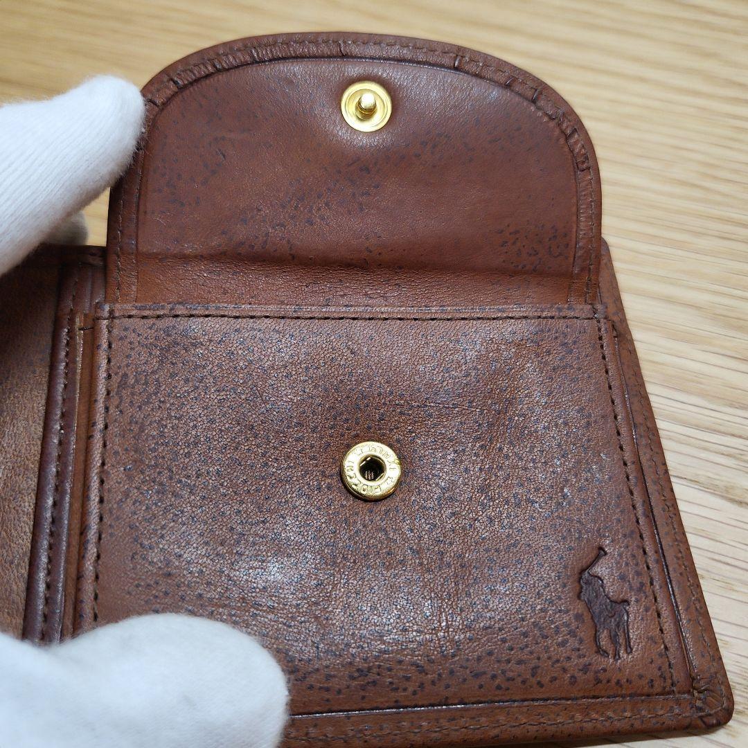 ポロ バイ ラルフローレン ☆ レザー 折財布 財布 ブラウン POLO